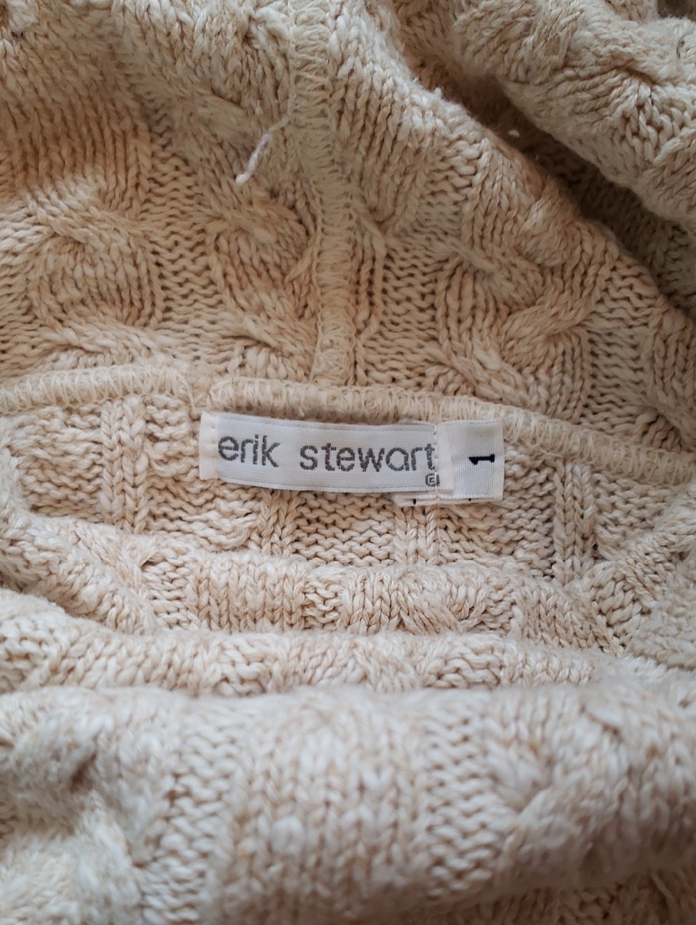 erik stewart Cream Cable-Knit Cowl Sweater